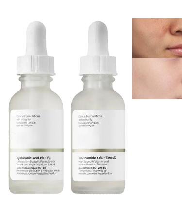 Niacinamide10%+Zinc 1% & Hyaluronic Acid 2% + B5 Skincare Serum Face Serum for Women & Men Face Moisturizer Set Dark Spot Remover for Face Lightweight Face Serum Tackles Blemishes Minimises Pore