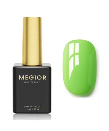 MEGIOR Apple Green Gel Nail Polish 15ml Spring Summer Gel Polish 1PCS Soak Off UV LED Nail Gel Polish for Nail Art Manicure Salon DIY Home for Women Girls Nails