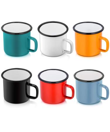 P&P CHEF Enamel Camping Coffee Mug Set of 6, Small Colored Mugs Cups for Family Gathering/Friend Party/Camping/Picnic/Fishing, Lightweight & Portable -12 Ounce (350ML) Multicolor