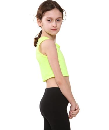 Kids Girls Neon Yellow Fluorescent Vest Crop Top | Dancewear Gymnastic Fancy Dress | Ages 5-14 - Buy Online on GoSupps.com