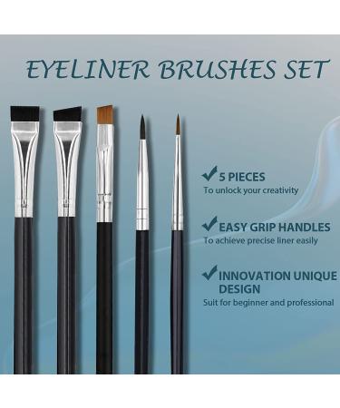 BLEGGEIT Eyeliner Brush Set - 5 Firm Flat Eye Liner Makeup Brushes for Precision Blending and Brow Definition - Buy Online on GoSupps.com