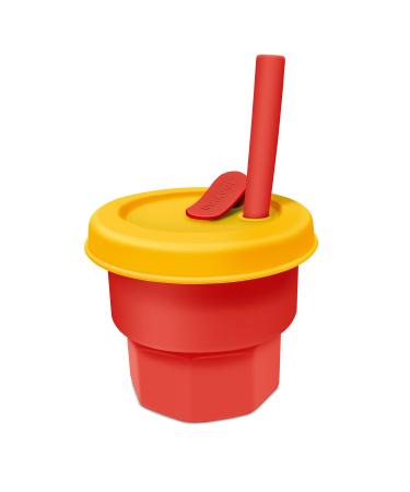 Farship Lifestyle Kids Cup with Straw and Lid  Reusable 12oz Silicone children's Mug  Spill-proof and Shatter-proof  BPA Free  Dishwasher Safe Tumbler for Teenager Children Kids (Orange& Red  11Oz) Orange& Red 11Oz