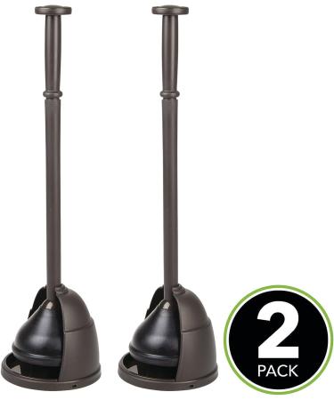 mDesign Hyde Collection Bronze Toilet Plunger Set with Compact Storage Holder - 2 Pack - Buy Online on GoSupps.com