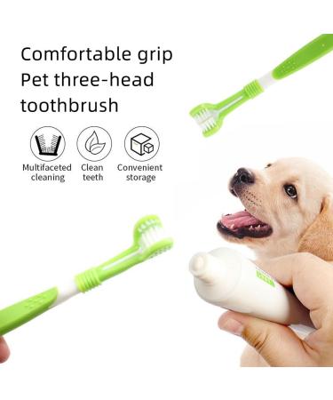 Kgduyc Pet Toothbrush - 2PC Triple Head Dog Toothbrush for Small to Large Dogs & Cats | Long Handle Pet Dental Care - Buy Online on GoSupps.com
