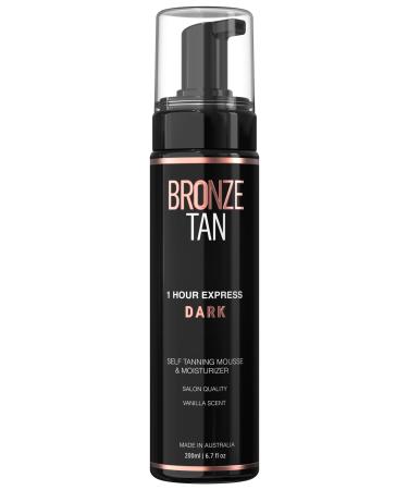Bronze Tan Self Tanning Mousse (Dark) With Natural Ingredients | Self Tanner For All Skin Tones | Salon Quality Vanilla Scented Fake Tan Foam (200 ml/ 6.7 oz) - Buy Online on GoSupps.com