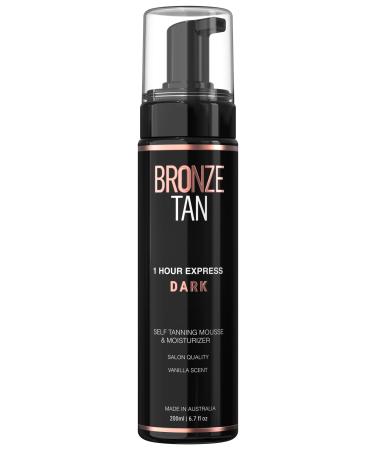 Bronze Tan Self Tanning Mousse (Dark) With Natural Ingredients | Self Tanner For All Skin Tones | Salon Quality Vanilla Scented Fake Tan Foam (200 ml/ 6.7 oz)