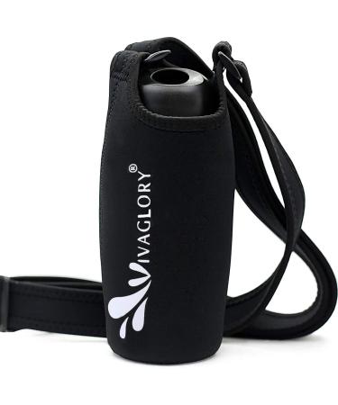 Vivaglory 750 ml of stainless steel drinking bottle for dogs & neoprene bottle carriers combination dog drinking bottle and water bottle holder ideal for hiking travel with pets 750ml improved stainless steel bottle + black carrier - Buy Online on GoSupps.com