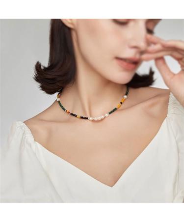 Necklace Creative Design Piece Necklace Unique Necklace Colorful Stone Necklace Vintage Style Clavicle Chain Ladies Necklace - Buy Online on GoSupps.com