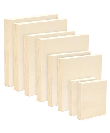 Pllieay 8Pack 4 Sizes Wood Canvas Board Unfinished Wood Cradled Painting Panel Boards for Pouring Art Crafts Painting and Decor (5x7 8x10 9x12 11x14 )