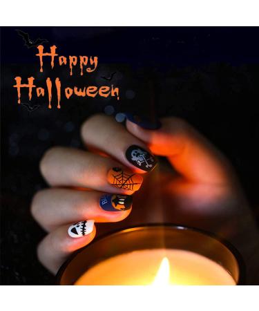 SOGAYU Halloween Nail Wraps Art Stickers - Pumpkin Bat Ghost Spider Vampire Pattern - 12 Sheets with 2 Nail Files (168 Pieces) - DIY Self-Adhesive Nail Decals for Party Decor - Buy Online on GoSupps.com