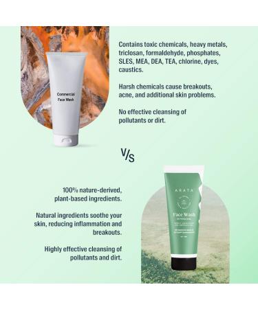Arata Refreshing Face Wash | Lemon Oil, Peppermint & Flaxseed | EWG Certified, All Natural, Vegan & Cruelty-Free | Gently Exfoliates & Reduces Oil - 1.7 Fl Oz - Buy Online on GoSupps.com