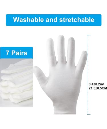 Moisturising Gloves 7 Pairs Cotton Gloves for Eczema Night Gloves for Dry Hands Washable White Cotton Gloves Fits Men and Women 7 Pair 7.0 - Buy Online on GoSupps.com