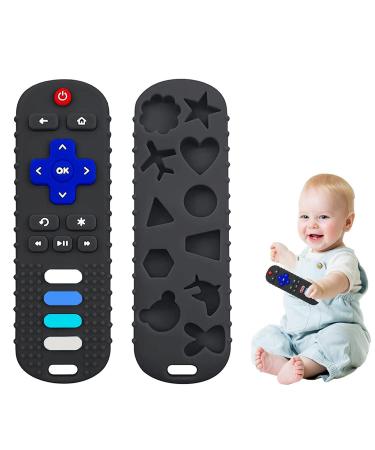Silicone Baby Teething Toys  Teething Toys for Babies 0-18 Months  Baby Silicone Chew Toys Remote Control Shape Teething Toys BPA Free (Black)