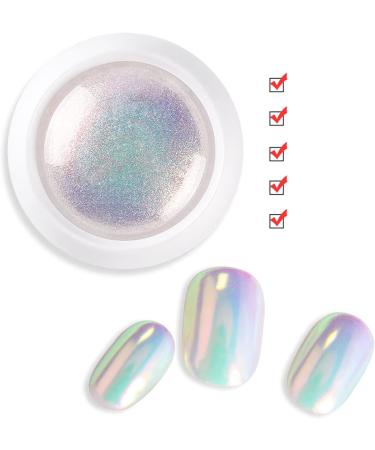 Nail Art Powder Holographic Pearl Nail Powder Art Pigment Powder with Sponge Stick Mirror Effect Pigment Manicure Glitter for DIY Nail Decoration - Buy Online on GoSupps.com