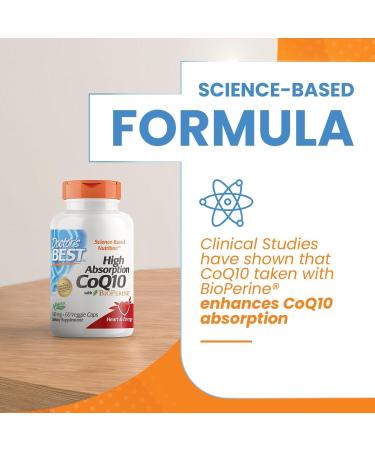 Dr Best's High Absorption CoQ10 with BioPerine Vegan Gluten Free Naturally Fermented Heart Health & Energy Production 100 mg 60 Veggie Caps - Buy Online on GoSupps.com