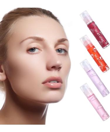  Surakey Roll-on lip gloss fruity lip oil transparent glitter lip gloss moisturizing and hydrating gloss long-lasting lipstick glossy liquid lipstick (4 sticks) - Buy Online on GoSupps.com