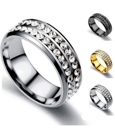 WaNana Fashion Titanium Steel Double-Row Drill Ring Micro Magnetic Weight Loss Ring Fat Burning Slimming Finger Ring Slim Tools Slimming Product Black 7 - Buy Online on GoSupps.com