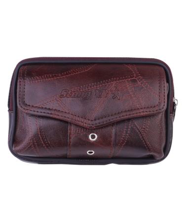 ETHZZLE Hip Sack Mobile Phone Bag Fanny Bag for Men Cellphone Purse Storage Pouch Chest Bag Sports Man Coin Purse Leather Wallet 17.8X10X4cm Coffee
