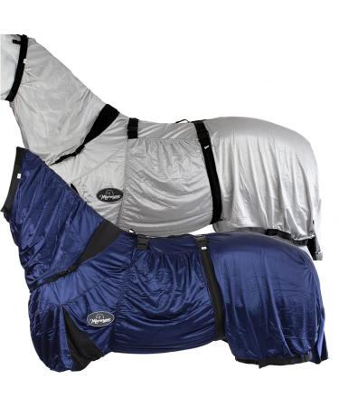 Marengos - eczema ceiling with neck part & abdomen |Flying corner made of fine -meshed fabric |Protection against insects |With double front closure & walking fold |Outdoor horse blanket in night blue |125cm night blue 125cm