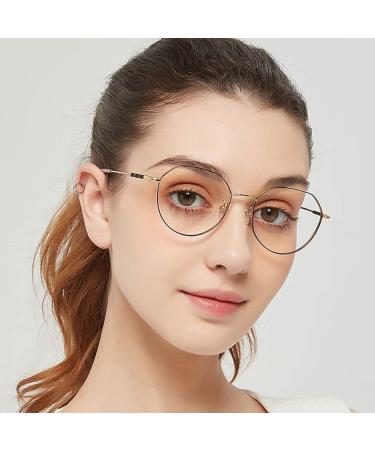 Junz Trendy Reading Glasses for Women - Large Frame Blue Light Filter Glare-Free Dioptry 0.1-3.5 Stylish Gold & Pink Options - Buy Online on GoSupps.com