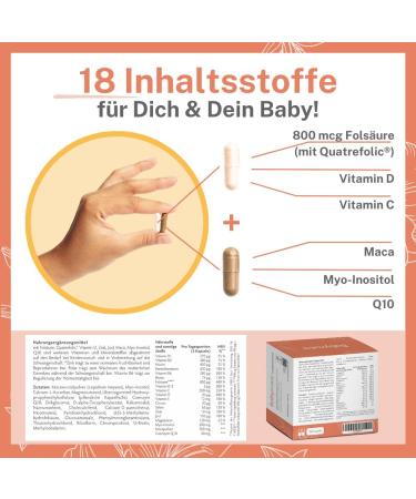 Baby Forte Desire to Have Children Tablets - Vegan Folic Acid 800 g Quatrefolic Maca & Inositol - 180 Capsules for Pregnancy Vitamins | International Shipping - Buy Online on GoSupps.com