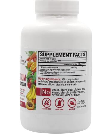 Peter Gillham s Life Essentials Potassium Gluconate tablets 595mg 500 Tablets Support Electrolyte Balance Made in USA (Package May Vary) - Buy Online on GoSupps.com