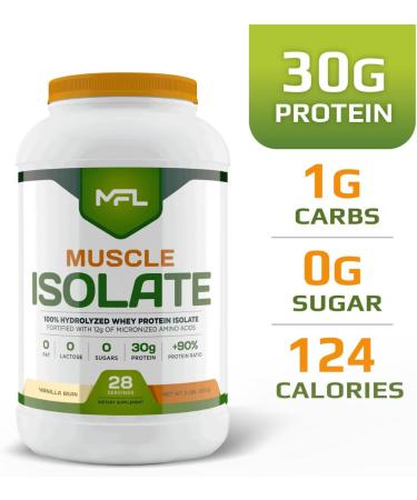 MFL 100% Isolate Protein l 30g of Protein l 12g Amino Acids l Keto Friendly l Low Carbs l 2 lbs. (Vanilla Bean) - Buy Online on GoSupps.com