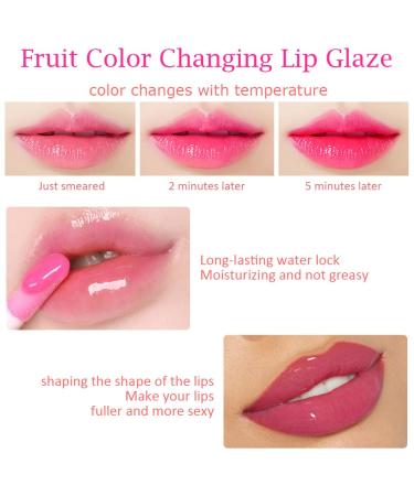 Fruity Color Changing Lip Gloss Set - Pink Magic Mood Lip Oil Tinted High-Shine Clear Lip Stain Balm - Longlasting & Hydrating - 6 Pcs - Buy Online on GoSupps.com