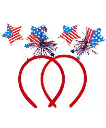 JUNIWON 2PCS 4th of July Headbands Patriotic Fourth of July Hats Accessory Head Boppers for Women Men Kids Baby - Classy Independence Day Headbands Decorations