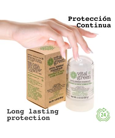 Buy Vital Green Crystal Potassium Alum Deodorant - Unscented Mineral Formula for Men Women & Athletes - 2.12oz (6 Pack) - Best Natural Deodorant for Sensitive Skin - Buy Online on GoSupps.com