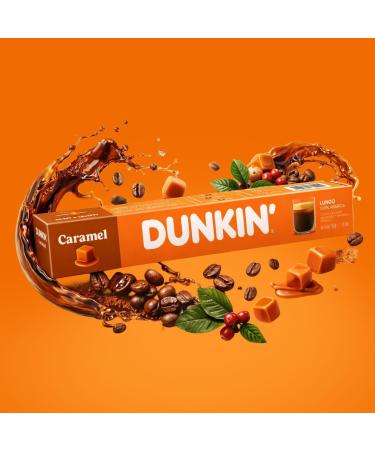 Dunkin' Donuts Caramel 120 Capsules de Caf | Compatibles avec Machines Nespresso Original Line | 100% Arabica | Torr faction Douce avec Ar me Caramel | Sucr Cr meux & Aromatique - Buy Online on GoSupps.com