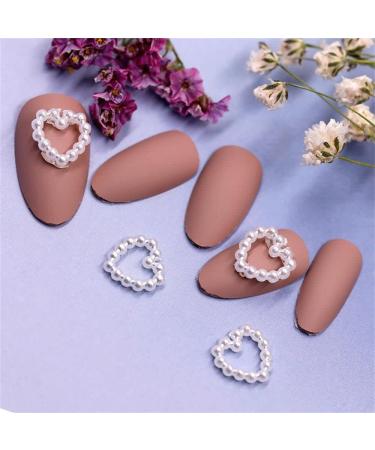 200 Pcs Heart Pearl Nail Art Charms for 3D Acrylic Nails - White Jewelry Pearls for Manicure Design and DIY Crafting - Buy Online on GoSupps.com