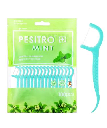 100 Pcs Dental Floss Dental Floss Picks Disposable Portable Floss Sticks Dental Floss Toothpick Tooth Picks Sticks Interdental Cleaning Tool for Travel Home Office Restaurant(Blue)