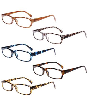 5-Pack Reading Glasses Blue Light Blocking Anti Eyestrain Computer Reading Glasses for Women and Men Readers 5 Pack Mix Color 1.5 Diopters