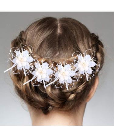 5 Flower Hair Clips Bridal Hairstyle Accessories Wedding Party Beach Accessories and Hair Accessories Ivory White - Buy Online on GoSupps.com