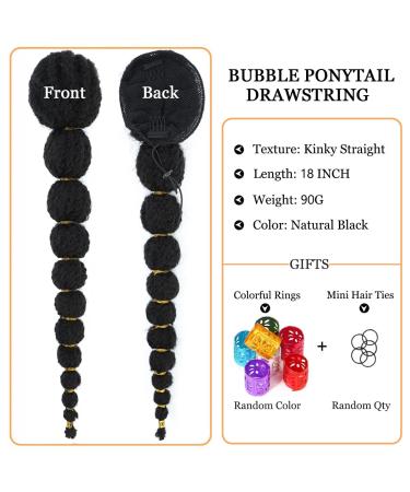 Kinky Afro Bubble Ponytail Extension 18 Inch - Natural Black Clip on Ponytail for Kids - Synthetic Hair Piece for Black Women - Protective Style 1B 90G - Buy Online on GoSupps.com