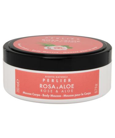Perlier Rose and Aloe Body Mousse Hydrating Skin Moisturizer with Coconut Oil 6.7 oz