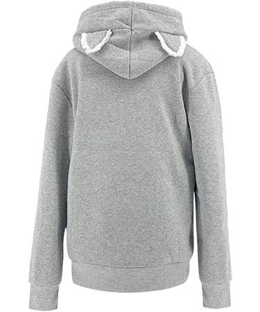 FROMWRTING Cat Ear Hoodies Women Pet Carrier Cute Sweatershirt Puppy Kitten Pouch Jumper Long Sleeve Pullover Top (XXL Dark gray) XXL Dark Gray - Buy Online on GoSupps.com