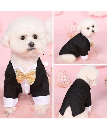 Black Dog Tuxedo Costume with Bow Tie for Halloween, Wedding, and Parties - Medium Size - Buy Online on GoSupps.com