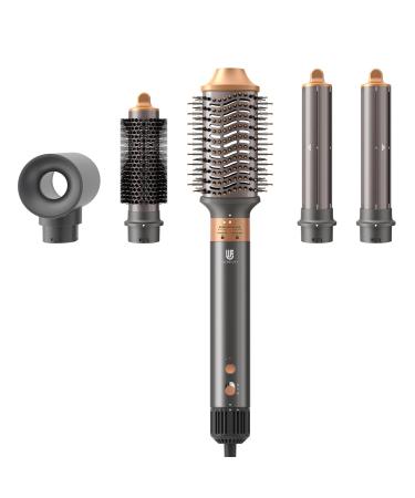 Hair Dryer Brush webeauty 5 in 1 Air Styling High-Speed Negative Ionic Hair Dryer Fast Drying Multi Hair Styler with Air Curling Iron Volumizing Smoothing (Grey Gold)