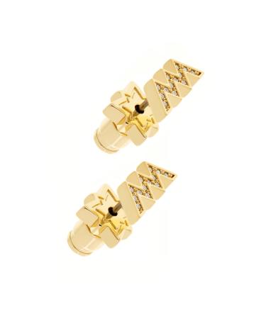 All We Are AWA Logo Pav Stud Earring (Gold Tone/Crystal)
