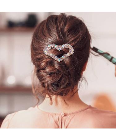 4 Pack Gold Glitter Heart Rhinestone French Barrettes for Women & Girls - Buy Online on GoSupps.com