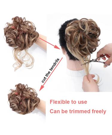 Brown Mix Ash Blonde Messy Bun Scrunchie: Tousled Updo Hair Extension for Women - Buy Online on GoSupps.com