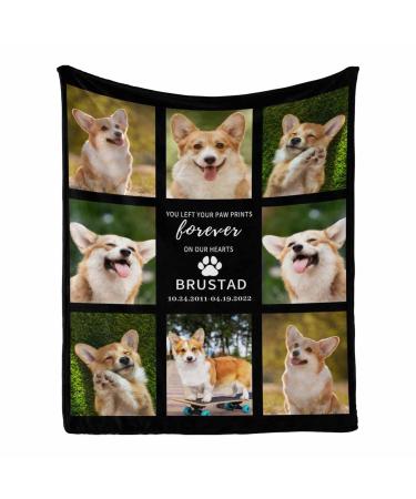 Custom Memorial Blankets for Loss of Pet Dog Cat, Personalized Dog Blankets with Photo Name, in Loving Memory Blanket of Dog Sympathy Remembrance Gift for Kids 50 x 60 Inches 50 x 60 Inches Multi X25