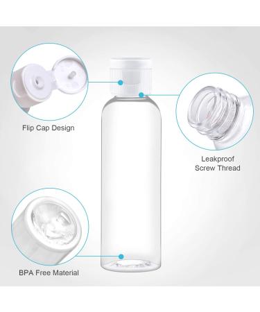 Set of 25 Clear 2oz Plastic Flip Cap Bottles for Travel - Refillable Cosmetic Containers for Shampoo, Soap, Lotion, Cream - 60ml Air Flight Travel Bottles - Buy Online on GoSupps.com