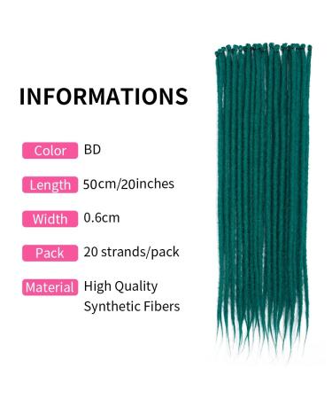 Handmade 20-Inch Synthetic Dreadlock Extensions - Thin 0.6cm Crochet Hair Soft Hip-Hop Style 20 Strands | Color BD# Vol# 20inch - Buy Online on GoSupps.com