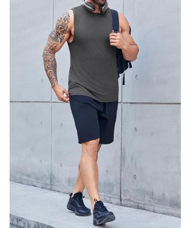 Men's Sleeveless Tank Top - Gym & Sport Undershirt | Fitness Tee - Dark Gray - Buy Online on GoSupps.com