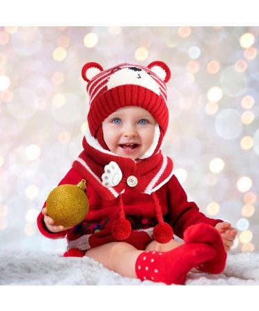 GLAITC Baby Winter Hat with Scarf | Newborn to Toddler 6-24 Months | Soft & Warm Beanie Cap | Unisex | Red - Buy Online on GoSupps.com