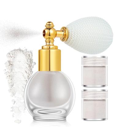 WishesMar White Shiny Body Glitter Spray Powder for Face Skin Body Hair Clothing Waterproof Long-Lasting Body Spray Holographic Glitter for Party Festival Rave Masquerade with 2 Powder Replacement