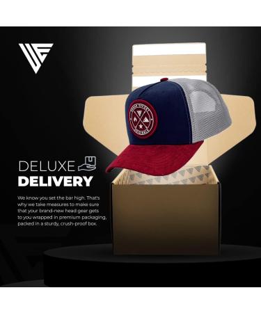 Urban Effort Mesh Back Cap - Unisex 5-Panel Trucker Hat with Snapback Closure in Blue/Wine - Buy Online on GoSupps.com